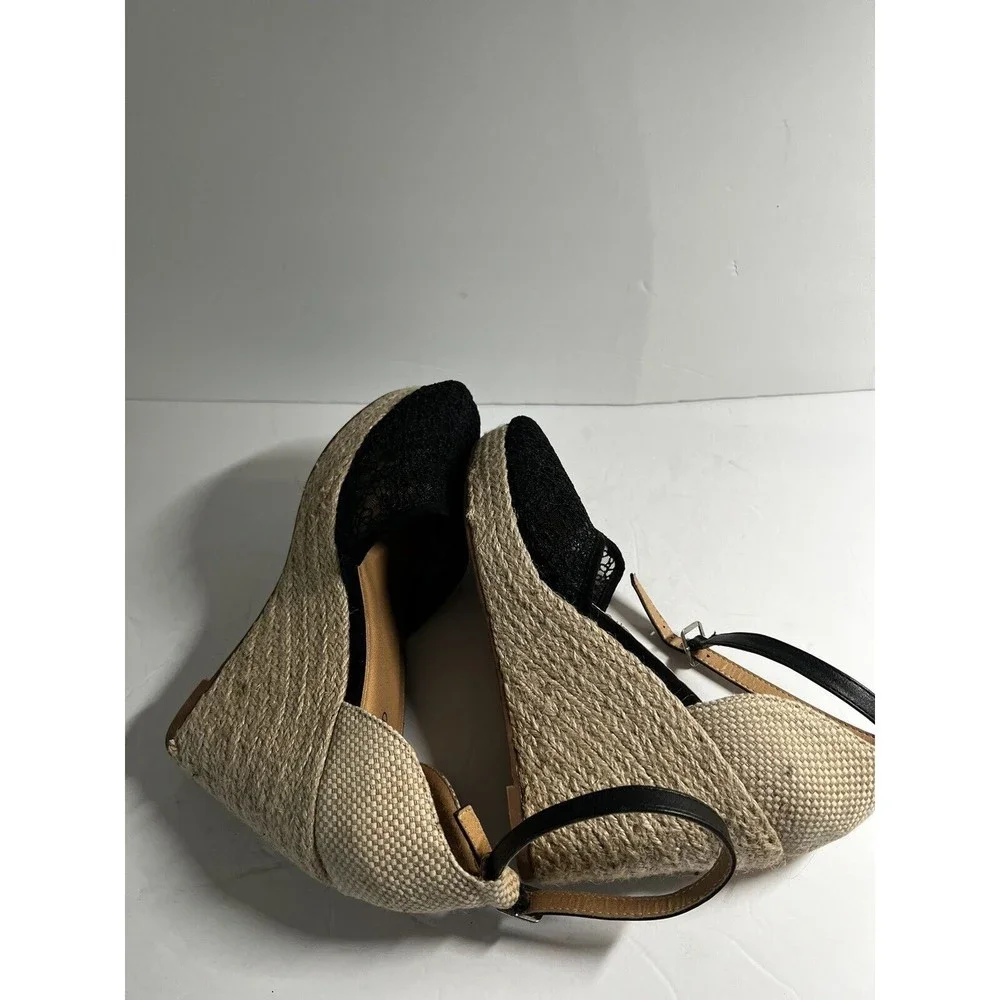 Torrid Women's Size 10 Wide Black Crochet Wedge Platform Espadrille Sandals Boho